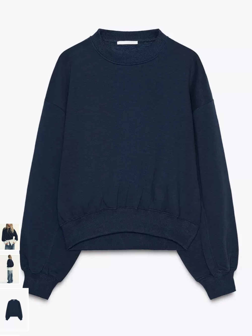 ZARA Basic Plush Sweatshirt in Navy